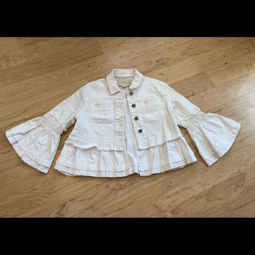 Pilcro and the Letterpress Anthropologie peplum white denim jacket